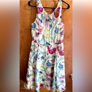 Ann Taylor Sleeveless Floral Knee Length Sz6 Zip Back
